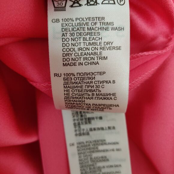 Reiss Belle Laser Cutout Blouse Size 4 Coral Pink Rose Keyhole Long Sleeve Top - Picture 11 of 12